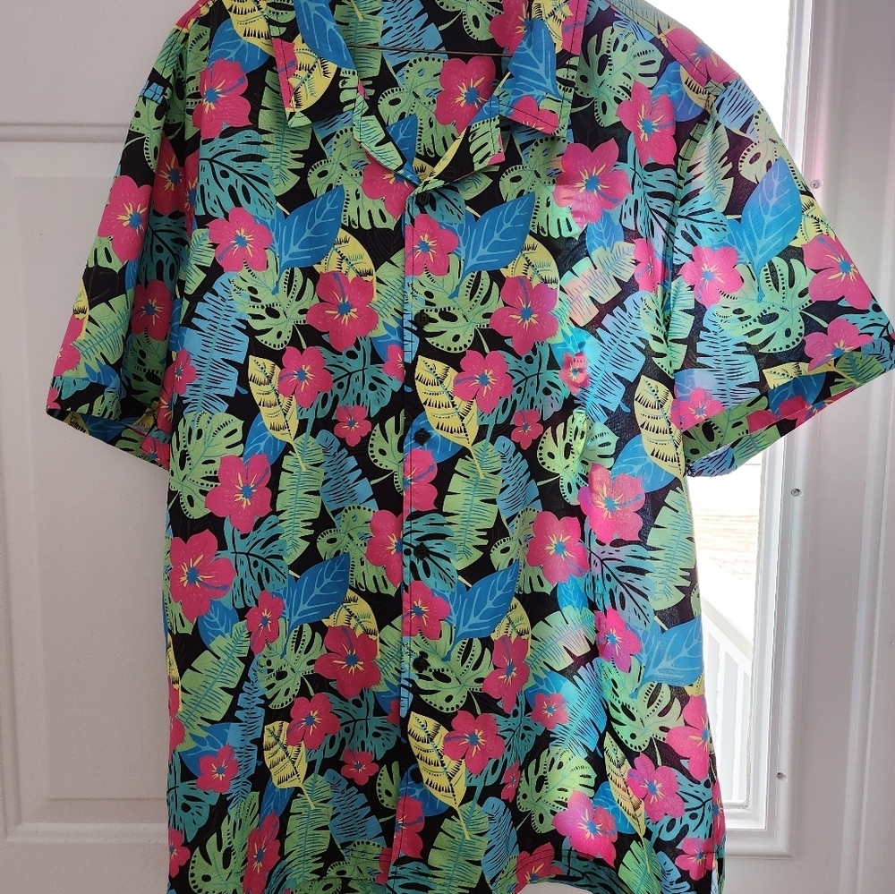 Tropical Floral Men's Shirt, large